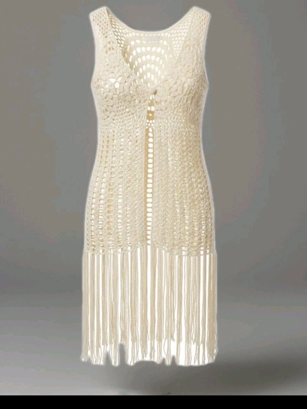 Crochet Vest Top Fairycore Sexy Boho Fringe Rodeo Women's S Renaissance Western